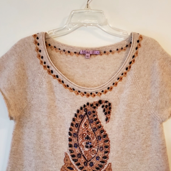 Calypso St. Barth Cashmere Beaded Short Sleeve Sweater - Picture 2 of 14